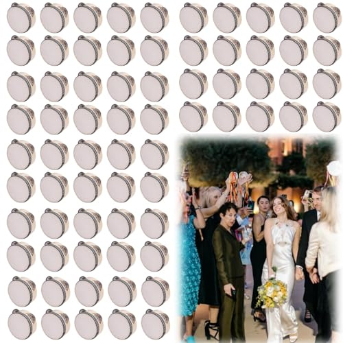 GEWURIZXY 4 Inch Wedding Tambourine Bulk Mini Drum Noise Makers for Guest Hand Held Tambourine Dance Floor Props Single Row Metal Jingle Percussion Gift Church Party (100PCS)
