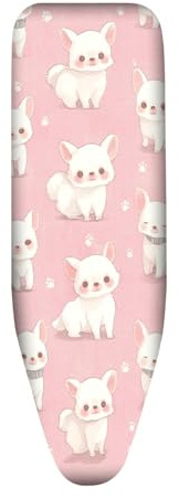 Housse Table à Repasser 120x40 Animaux Roses Taille Universelle, avec Rembourrage, Cordon de Serrage, résistant aux brûlures et à la saleté, Durable et Facile à Installer