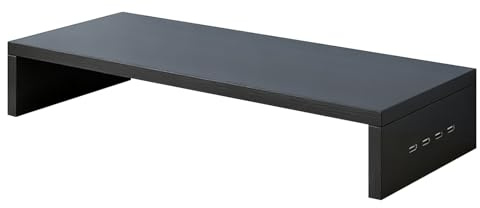 Monitor Stand Riser - Svart skrivarskärmshylla, arbetsorganisatör, stativ för bärbar dator, pålitligt skrivbord med praktisk byggstil | Skrivare
