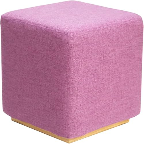 Fußhocker mit gepolstertem Schaumstoffsitz, kleiner Ottoman-Fußhocker, moderner quadratischer gepolsterter Schminkhocker, Rosa, 34 x 38 cm