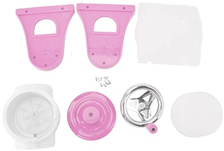 Macchina per ghiaccio tritato a manovella, lame in acciaio inossidabile, tritaghiaccio portatile e sicuro per ristoranti, bar, bancarelle di cibo, materiale di alta qualità, (Rosa)