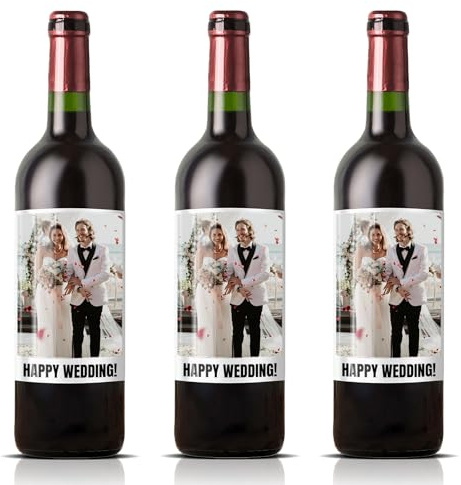 Etichette per Bottiglie di Vino Personalizzate (16 Pezzi) – Testo e Foto, Ideali per Compleanni, Anniversari