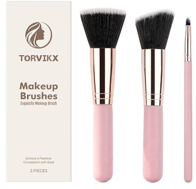 Makeupborstset | 3-delad professionell mjuk borst | Travel Foundation kosmetisk pulverborste, för Foundation Concealer Bronzer rouge puder blandning