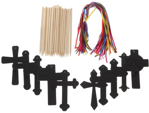 LALADEFIEE Osterkreuz Kratzpapier Satz aus Schwarzem Papier mit Kratzbarer Oberfläche und Künstlerischem Design als Partyzubehör für Familienaktivitäten