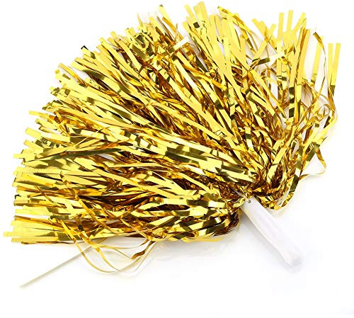 Tbest Cheering Pompoms Pompons 6/12 stücke Cheerer Pom Poms Cheering Poms Blume Hängen Metallfolie Pom Poms Kader Jubel Sport Party Dance Nützliche Zubehör(Golden 12)