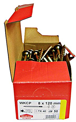 Vis à bois de charpente à tête plate à empreinte TX pour constructions en bois (50pièces 8x120mm TX40)