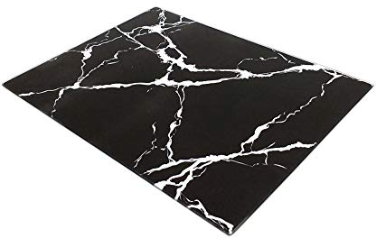 VASUHOME Tabla de cortar de vidrio, juego de 16 x 12 pulgadas, tabla de cortar de vidrio templado, tabla de cortar cuadrada decorativa de mármol para cocina, arañazos, calor, alfombrilla de corte