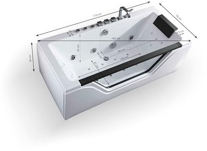 SPALINA Tahiti Jets - Bañera de hidromasaje con Ojo de Buey L. 170 x l. 78 cm