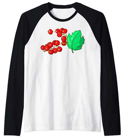 Grosellas rojas Fruta Vegano Vegetariano Camiseta Manga Raglan