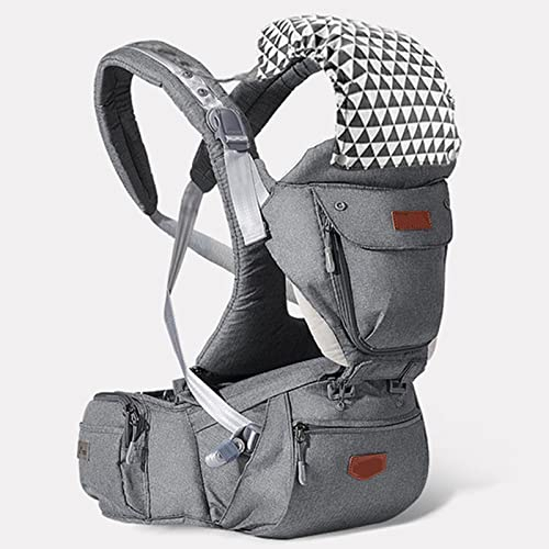 WPHH Ergonomische Babytrage, Multifunktionaler Baby Hüftsitz, Nach Vorne Gerichtete Kindertrage Rucksäcke, Atmungsaktive Und Weiche Babytragetasch Für Babyreisen,Grau