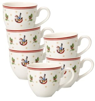 Villeroy & Boch Toy's Delight Mokka-/Espressotassen 6er Set, 100 ml, Tassen mit Weihnachtsdekor, Weihnachtsgeschirr aus Premium Porzellan, Weiß/Bunt