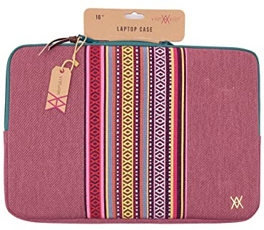 VAMVAM by Wondee Laptophülle bis zu 40,6 cm Laptoptasche 16 Zoll / 15.6 Zoll, Kirsche mit dekorativem Streifen, Farben, gepolstert und verstärkt mit Reißverschluss