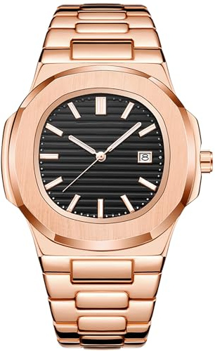 BARAMON Nautilus Reloj de Pulsera para Hombre, Acero Inoxidable, Movimiento de Cuarzo, Fecha, Estilo de Lujo, manecillas Luminosas, Relojes Casuales
