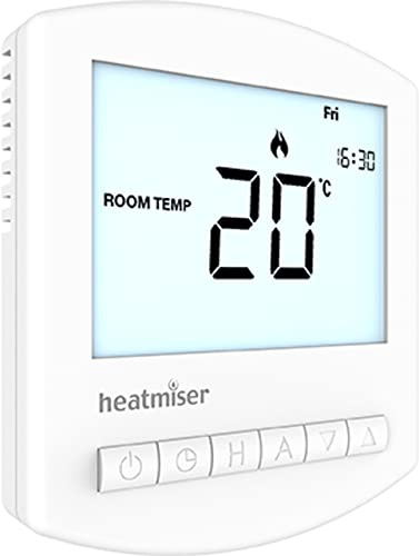 Heatmiser Slimline RF V3 Thermostat programmable sans fil pour une utilisation avec un récepteur Heatmiser RF Switch ou un centre de câblage UH8-RF (non inclus)