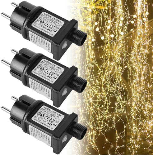 Fuente de alimentación LED de 31 V, 3 unidades de adaptador de corriente con función de memoria y temporizador, 8 modos, transformador LED, conductor, enchufe IP44, 6 W, adaptador de repuesto, bajo