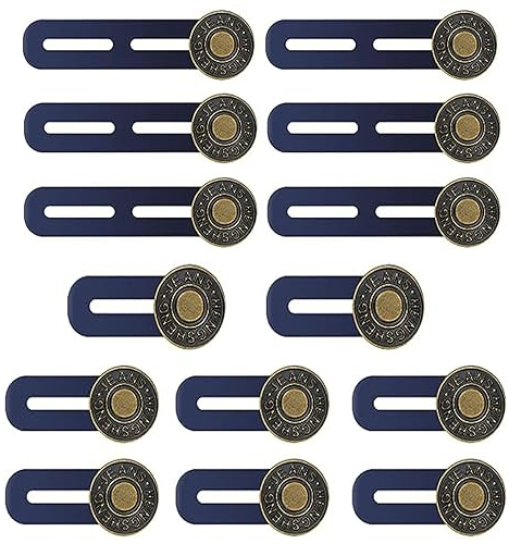 LMOGWL 14-teilige Taillenverlängerungshose Knopf, elastische Hosenverlängerungsknopf, verstellbare Hosentaillenverlängerung, Metall Jeans Bund Knopf Extender Set, Rock, Hemdknöpfe (6 lang, 8 kurz)