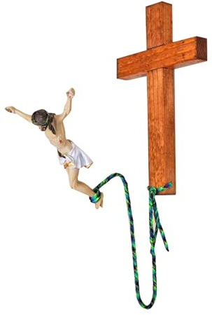 Scnvsi Opera d'Arte Religiosa Bungee JumpingJesus Croce Fatta a Mano Scultura in Resina boscosa Ornamento Decorativo Decorazioni murali