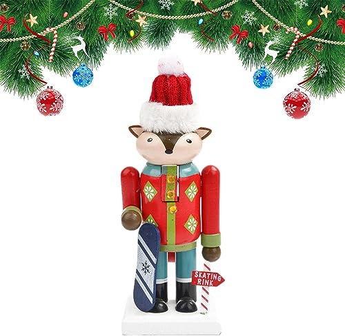 ZORQ Holiday Nutcracker Soldier | Animal Festive Collectible Nutcracker Figures - Wood Winter Tabletop Christmas Decorations for Shelves, Bedroom, Desk, Table