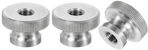 sourcing map Knurled Thumb Nuts, 3Pcs M8 x D24mm x H16mm Stainless Steel Round Knobs Fasteners Through Hole Hand Screw Nut Silver for 3D Printer Parts, Machine Tools