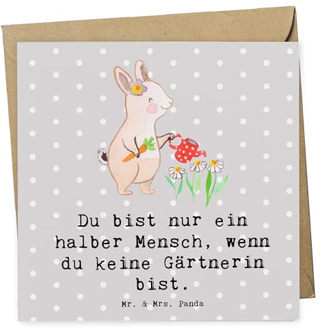 Mr. & Mrs. Panda Deluxe Karte Gärtnerin Herz - Geschenk, Gartenplaner, anlasskarte, Klappkarte, Lustig, Gartenbau, faltkarte, Glückwunschkarte, Gärtnerei, Spruch, doppelkarte, Grußkarte