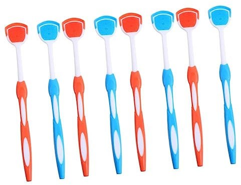 NOLITOY 8st Tungskrapare För Vuxna Ergonomiska Tungborstar i Rostfritt Mot Dålig Andedräkt Optimal Oral Hälsa För Självskötsel Och Familjedelning