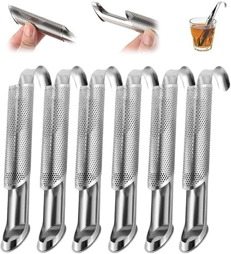 Tea Diffuser Stainless Steel, Creative Stainless Steel Tea Strainer for Loose Tea, Stainless Steel Tea Strainer Fine Holes, Tea Interval Diffuser, Tea Infuser Stick Pipe Handle Tea Filter for Rose,