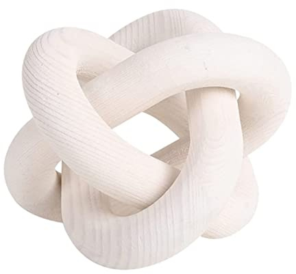 Decoración de eslabones de madera blanca de 3 eslabones, decoración de nudo de madera de 6 pulgadas, nudo de cadena decorativo tallado para decoración de mesa de café de Navidad