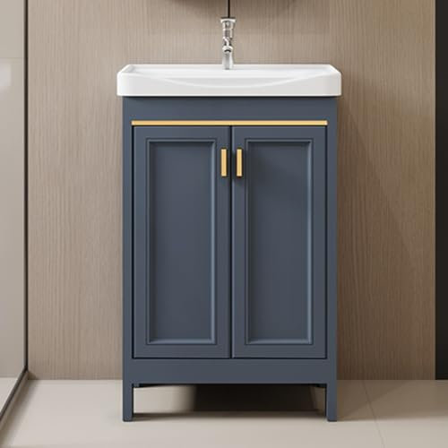 HARELA Mobile lavabo bagno con lavandino in ceramica, Mobile Bagno A Terra con Rubinetto Dell'Acqua Calda e Fredda, Armadietto Autoportante per Soggiorno, Cucina, Ufficio, Armadio(50cm/19.7in)