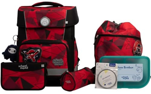 SCHOOL-MOOD Champion Pro Kai Ninja Schulranzenset 7-teilig 21,5L Stauraum, ergonomisches Easy Fit System für 1 m bis 1,50 m Körpergröße, standfest, wasserabweisender Stoff mit Reflektoren