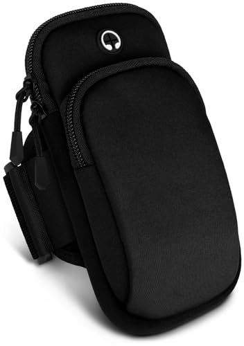 ONEFLOW Premium Sports Armband Mobile Phone Armband for Jogging Compatible with Samsung Galaxy Z Fold 6 | Running Bag Smartphone Arm Bag Soft 2 Compartments - Sports Mobile Phone Holder Arm, Black