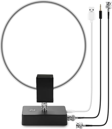 AURSINC GA800 Active Loop Shortwave Antenna, 10KHz-159MHz Portable Radio HF Receiving Antenna, Built-in 2600mAh Li-Battery, with BNC Cable for Ham Radio (Free of Tuning)