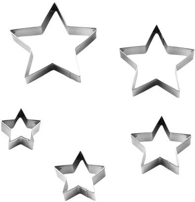 Cortador de Galletas Estrella,5 PCS Moldes de Estrella para Hornear Cortadores de Estrella Cortadores de Estrellas de Acero Inoxidable Juego de Moldes para la Fabricación de Galletas Fondant