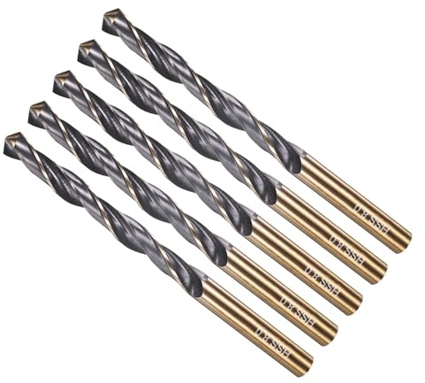 METALLIXITY Drill Bit (8mm) 4341 High-Speed Steel Black & Gold 5Pcs | Straight Shank 118° Black and Gold Finish for Copper Aluminum Wood Plastic Medium Hard Metal