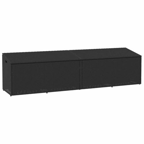 vidaXL Baule da Giardino Nero 220x50x58 cm in Polyrattan, Scatola portaoggetti da Giardino, portaoggetti da Esterno, Scatola portaoggetti da Esterno