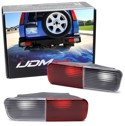 iJDMTOY OEM-Spec Clear & Red Lenses Lower Rear Bumper Reverse/Turn Signal/Rear Fog Light Housings Compatible With Land Rover 1999-2004 Discovery 2