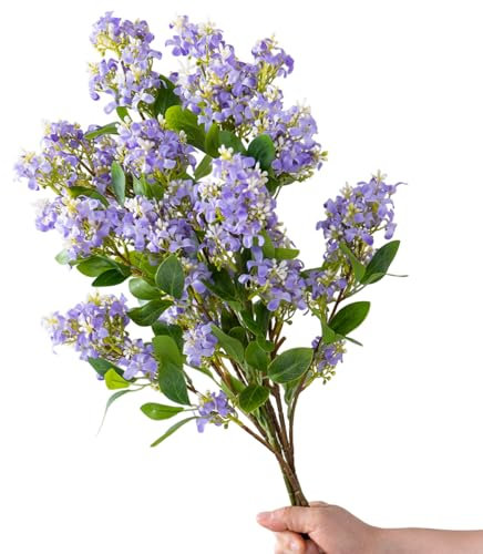 Jorzer 4 fiori di lilla, 76,2 cm, realistici, viola, lilla con stelo lungo, fiori di seta adatti per fai da te, composizioni floreali, matrimoni, casa