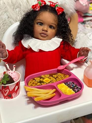 Anano 66 cm Reborn Toddler Lebensechte Schwarze Babypuppe, Große Afroamerikanische Reborn Puppe Mit Lockigem Haar, Biracial Puppe Wie Echtes Baby Spielzeug Ab 3 Jahren