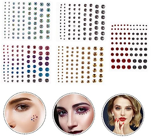 CALLARON 5feuilles Lot De Autocollants Acryliques Pour Visage Et Yeux Décoratifs