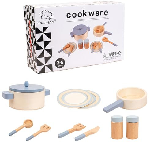 Juguetes de Cocina - Juego de ollas y sartenes de Madera, Juego de Cocina para niños | Utensilios de Cocina educativos duraderos, Divertido Juego de rol con Utensilios para cumpleaños, Navi