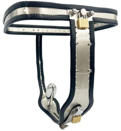 Hrekssi Metall Keuschheitsgürtel mit Analplug Für Damen, BDSM Bondage Chastity Belt mit Schloss Unsichtbar Keuschheits Höschen Keuschheitskäfig Fetisch Spielzeug Für die Frau(D,90cm-110cm)