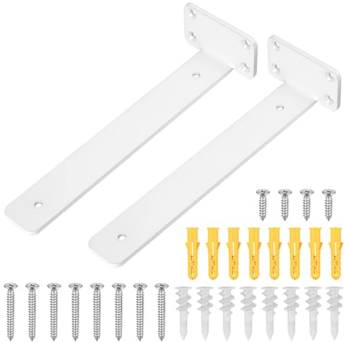 Regalhalterung, 2 Stk Schwebende Regalträger, Unsichtbare Tablarträger Regalwinkel, Schwimmender Regalbodenträger, Schwerlastträger Regalkonsole Wandregal Regalhalterung für Regale (Weiß, 25,5cm)