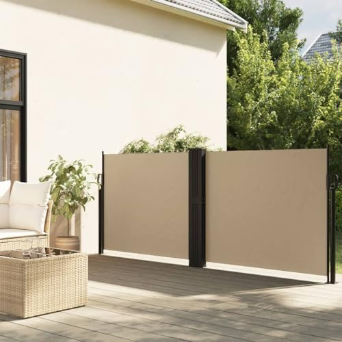 Toldo Lateral Extensible, Toldos Laterales Retráctil Exterior, Material Poliéster con Revestimiento PU, Resistente al Agua y UV, Toldo Balcón y Terraza, Color Beige, 140x600 cm