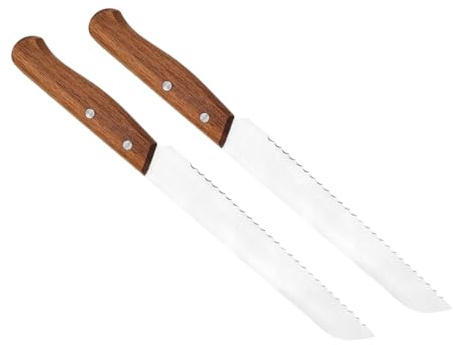 DECOMELODY 2pièces Lot De Couteaux à Pain Avec Manche Bois Dentelé Pour Coupes Précises Pain Maison Et Pâtisseries