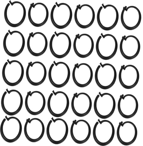 LIFKOME 60 Piezas Anillos Plásticos con Ojales para Cortinas Ganchos Negros para Cortinas Romanas y Accesorios para Cenadores Exteriores Fácil Instalación y Uso