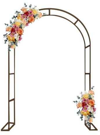 Arche de jardin en métal pour plantes grimpantes, treillage réglable, blanc, vert, noir, 80 cm à 350 cm de large, parfait pour les mariages et la décoration extérieure, support en acier (marron, 140 x