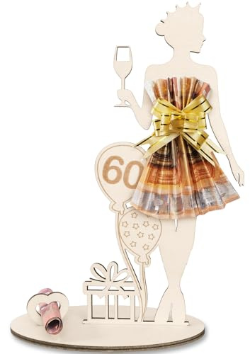 ARTREE Geldgeschenke Geburtstag Frau 60 Geburtstag Geschenk Frau, Geldgeschenk Geburtstag Holz Schild Gästebuch, 60.Geburtstag Frau, Personalisierbares Geschenk Geburtstag Deko, Hochzeit Jubiläum