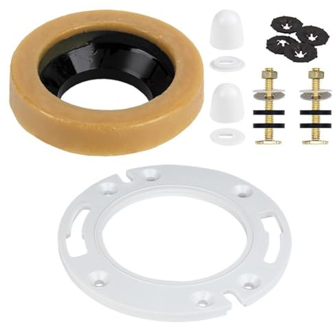 FACAIIO TOilet Flange Fixing Screws Set with Wax Ring and Flange, ABS + Carbon Steel Toilet Installation Kit for Secure Bowl Attachment