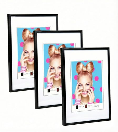 KM FOTO 3er 5er Set Photo Style Set Bilderrahmen Wanddeko Collage Poster Kunststoff Rahmen: Farbe: 3er Pack Schwarz | Format: 30x45