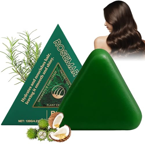 Nature Triangle Shampoo Bar mit Rosmarin, Pflanzliches Festes Shampoobar, Pflanzliches Festes Shamp, Sanfte Reinigung und Nährende Pflege für Gesund Aussehendes Haar, Beruhigt und Stärkt das Haar