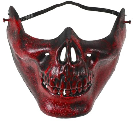 PACKOVE Lot de 3 Demi-Masques de Crâne Rouge Antique pour Halloween Masque Facial Partiel Réaliste et Effrayant Accessoire de Costume Polyvalent pour Soirées Costumées Carnaval et